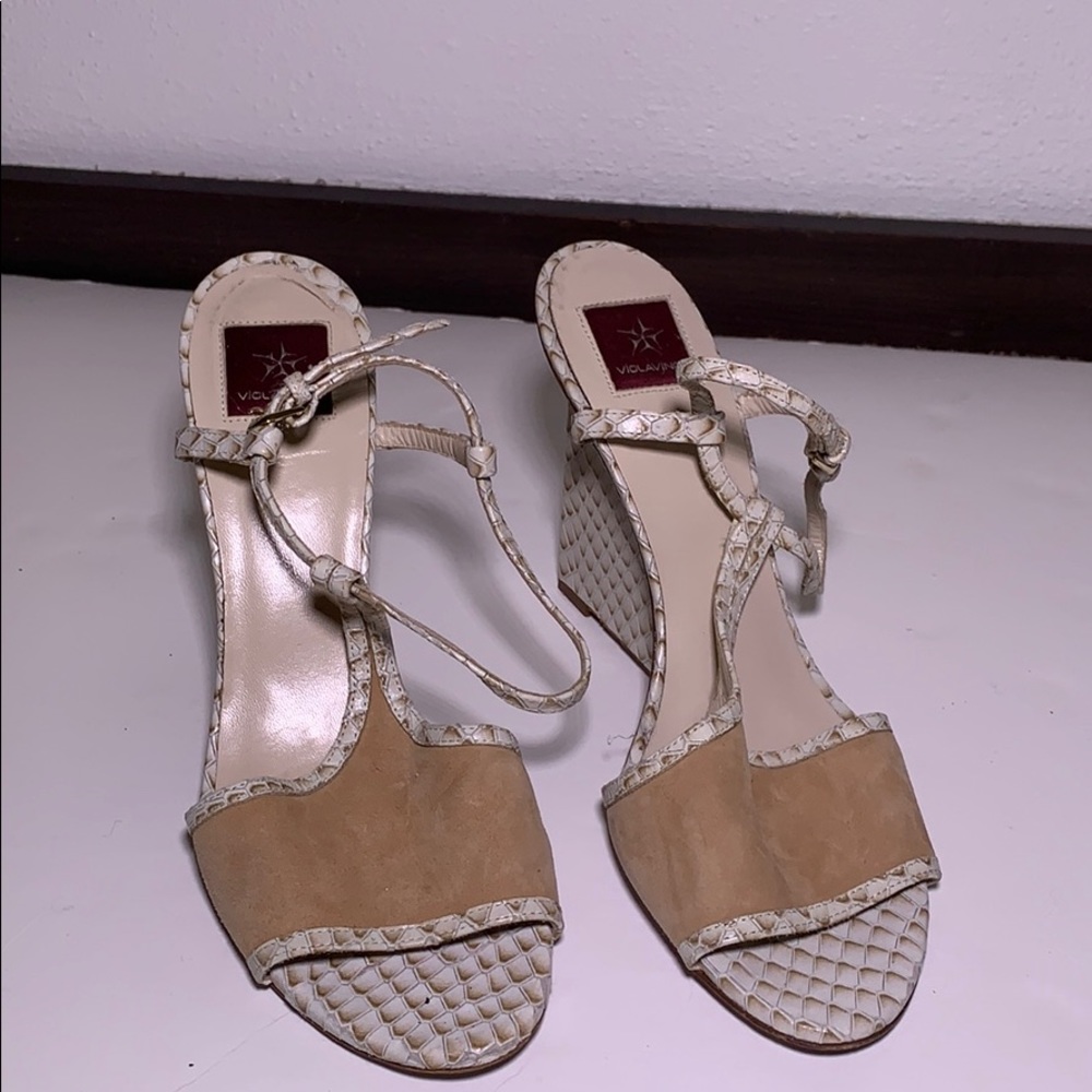 Violavinca Suede Snakeskin suede wedge size 40